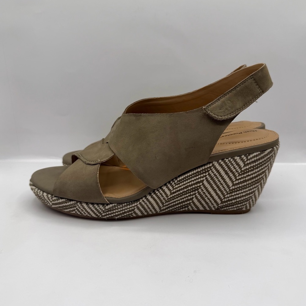 HUSH PUPPIES Griffon Slingback Wedge Sandal Olive Green 11M Platform, Leather - Picture 2 of 8
